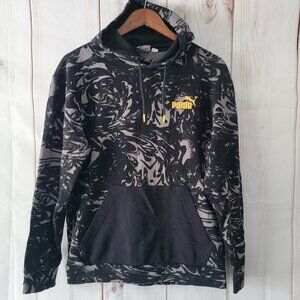 Puma Men’s M Black Camo Hoodie Casual Outerwear Black w Orange Logo, Hooded